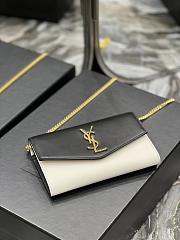 YSL Uptown Chain Wallet Black/White Smooth Leather 607788 size 19x12x4 cm - 5