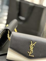 YSL Uptown Chain Wallet Black/White Smooth Leather 607788 size 19x12x4 cm - 3
