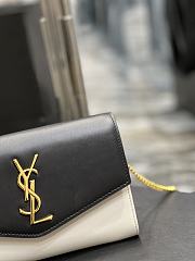 YSL Uptown Chain Wallet Black/White Smooth Leather 607788 size 19x12x4 cm - 2