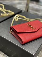 YSL Uptown Chain Wallet Red Grain Leather 607788 size 19x12x4 cm - 6