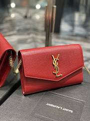 YSL Uptown Chain Wallet Red Grain Leather 607788 size 19x12x4 cm - 4