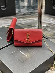 YSL Uptown Chain Wallet Red Grain Leather 607788 size 19x12x4 cm - 3
