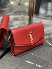 YSL Uptown Chain Wallet Red Grain Leather 607788 size 19x12x4 cm - 2