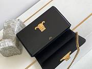 Celine Chain Box Triomphe Bag In Shiny Calfskin Black Size 22x13.5x6 cm - 5