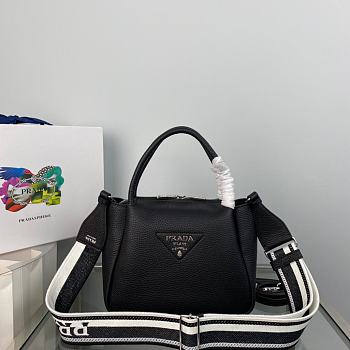 Prada Small Leather Handbag Black 1BC145 size 23x21x10 cm