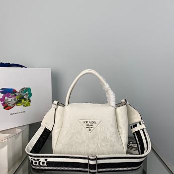Prada Small Leather Handbag White 1BC145 size 23x21x10 cm