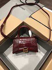 Balenciaga Hourglass XS Burgundy Crocodile Embossed 5928331 Size 19 cm - 1