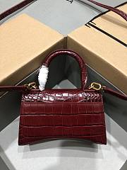 Balenciaga Hourglass XS Burgundy Crocodile Embossed 5928331 Size 19 cm - 5