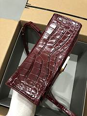 Balenciaga Hourglass XS Burgundy Crocodile Embossed 5928331 Size 19 cm - 3