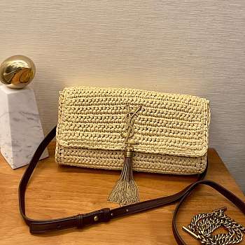 YSL Kate Raffia Handbag Size 26 x 13.5 x 4.5 cm