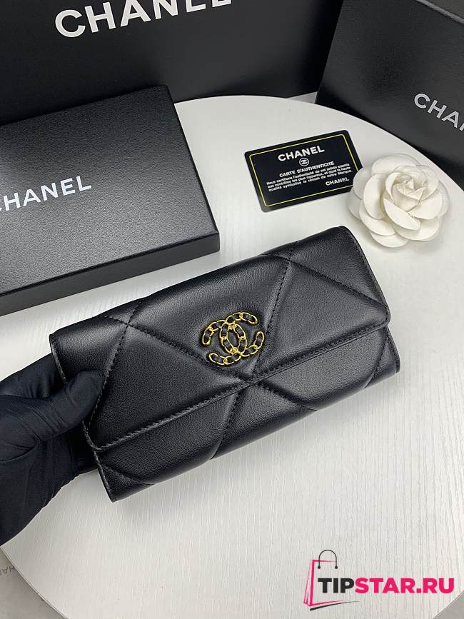Chanel 19 Long Flap Wallet Black AP0955 size 19.5x10x2.5 cm - 1