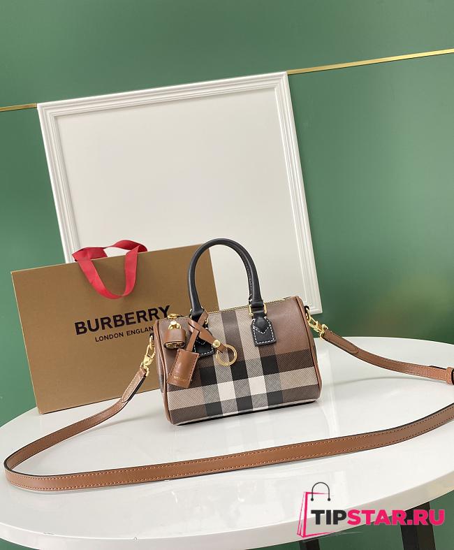 Burberry Mini Check Bowling Bag Dark Brown size 18.5x11x12 cm - 1