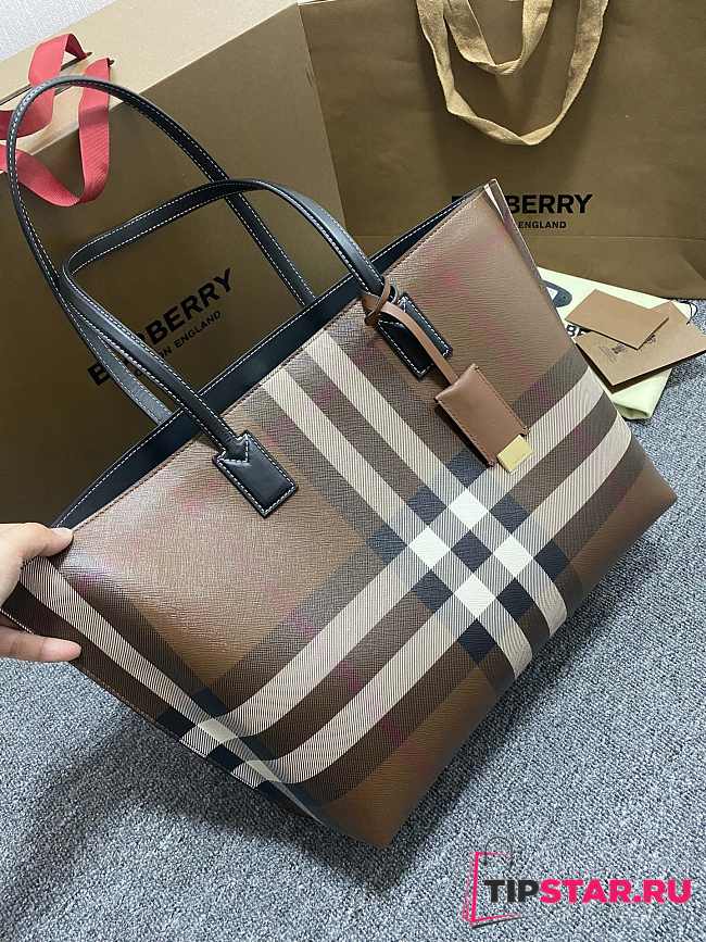Burberry Check and Leather Medium Tote size 34x14x28 cm - 1