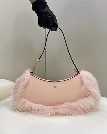 Fendi O'Lock Swing Pastel Pink Leather Clutch size 32x11x5 cm