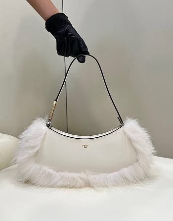 Fendi O'Lock Swing White Leather Clutch size 32x11x5 cm
