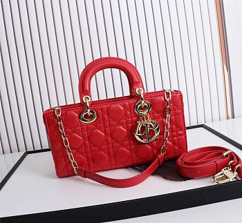 Dior Lady D-Joy Bag Red Cannage Lambskin size 26x13.5x5 cm