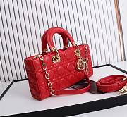 Dior Lady D-Joy Bag Red Cannage Lambskin size 26x13.5x5 cm - 3