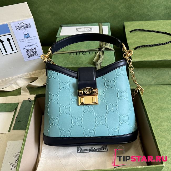 Gucci Small GG Shoulder Bag Blue 675788 Size 25x21x9 cm - 1
