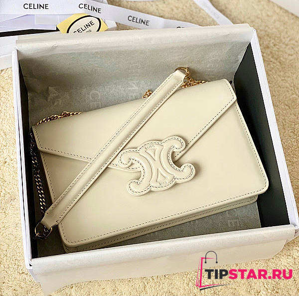 Celine Wallet On Chain Cuir Triomphe White Size 19 x 11 x 4 cm - 1