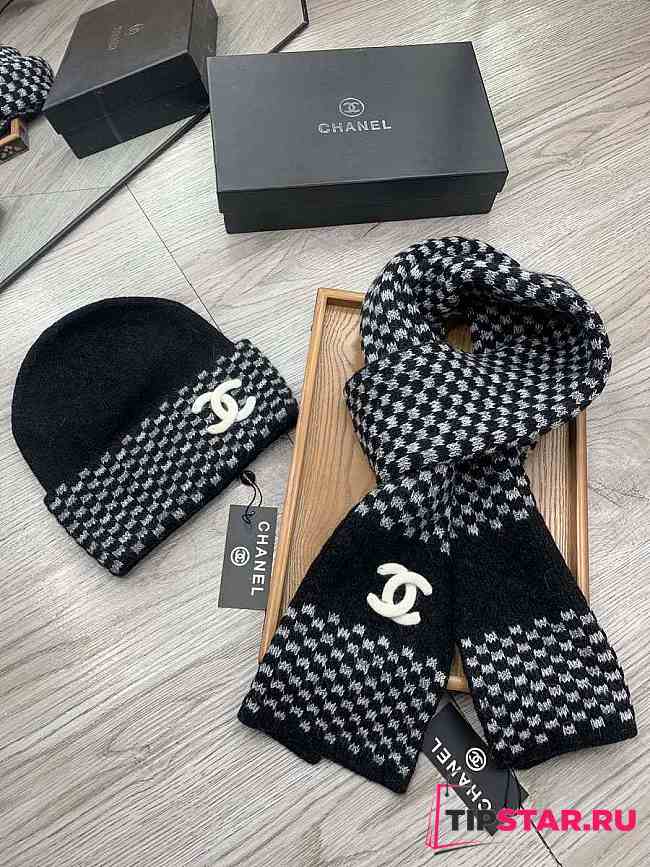 Chanel Set Hat and Scarf Black - 1