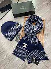 Chanel Set Hat and Scarf Blue - 1