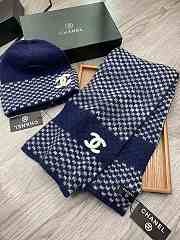 Chanel Set Hat and Scarf Blue - 4