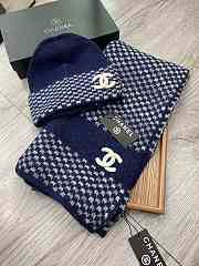 Chanel Set Hat and Scarf Blue - 6