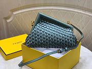 Fendi First Small Mint Green Leather Interlace Bag Size 26x18x9.5 cm - 4