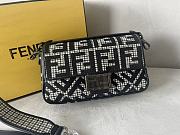 Fendi Baguette Grey Houndstooth Wool Bag With FF Embroidery 27 cm - 1