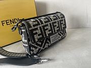 Fendi Baguette Grey Houndstooth Wool Bag With FF Embroidery 27 cm - 4