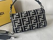 Fendi Baguette Grey Houndstooth Wool Bag With FF Embroidery 27 cm - 2