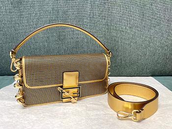 Fendace Baguette Brooch Bag In Gold Leather 28x15.5x7 cm