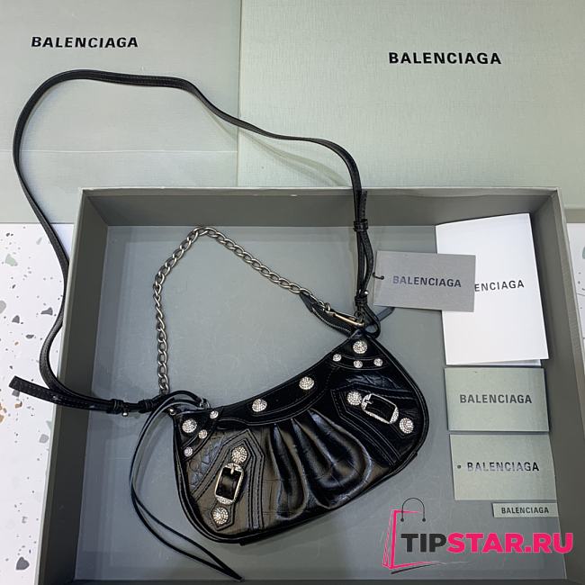 Balenciaga Le Cagole Mini Bag With Chain Black Crocodile Leather 20x11x4 cm - 1
