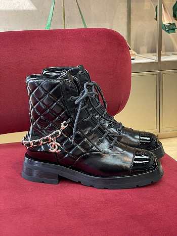 Chanel Lace-Ups Black Leather 