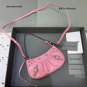 Balenciaga Le Cagole Mini Bag With Chain Pink Crocodile Leather 20x11x4 cm