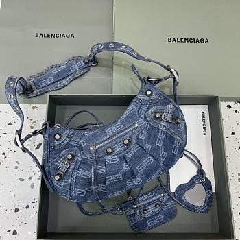 Balenciaga Le Cagole Denim Shoulder Bag size 33x16x8 cm
