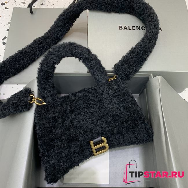 Balenciaga Furry Hourglass Small Handbag Black size 23x10x14 cm - 1