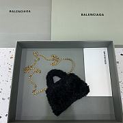 Balenciaga Furry Hourglass Mini Handbag With Chain Black size 11.5x14x4.5 cm - 5