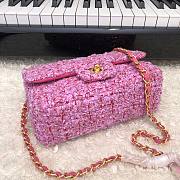 Chanel Classic Small Pink Tweed & Fabric size 20 cm - 2