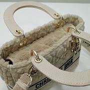 Dior Medium Lady D-Lite Light Beige Cannage Wool Embroidered size 24 cm - 2
