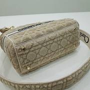 Dior Medium Lady D-Lite Light Beige Cannage Wool Embroidered size 24 cm - 3