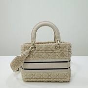 Dior Medium Lady D-Lite Light Beige Cannage Wool Embroidered size 24 cm - 4
