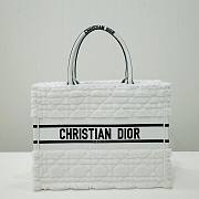 Dior Small Book Tote White Cannage Wool Embroidered size 36 cm - 1