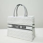 Dior Small Book Tote White Cannage Wool Embroidered size 36 cm - 4