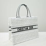 Dior Small Book Tote White Cannage Wool Embroidered size 36 cm - 3