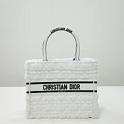 Dior Mini Book Tote White Cannage Wool Embroidered size 26 cm - 1