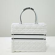 Dior Mini Book Tote White Cannage Wool Embroidered size 26 cm - 3