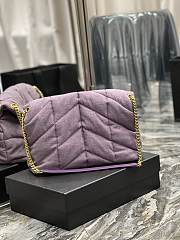 YSL Loulou Puffer Medium Denim Lilac 577475 size 35x23x13.5 cm  - 4