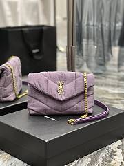 YSL Loulou Puffer Toy Bag Denim Lilac 620333 size 23x15.5x5.8 cm - 1