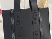 Chloe Medium Woody Tote Bag Black Smooth Leather size 37x26x12 cm - 2